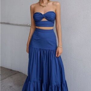 Runaway the Label Ayla Top and Maxi Skirt Set - Sapphire Blue